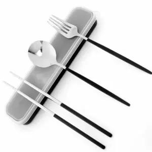 ( )휴대용수저 전용케이스 도시락 수저 포크 젓가락 수저세트 (블랙) DP74983