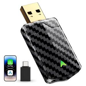 및 Android Auto용 미니 무선 카플레이 어댑터(2026년 업그레이드), 지연 없음, 빠르고 안정적인 연결, 플러그 앤 플레이, 2016년 이상의 차량, USB-A / Type-C 포트를 위해 유선에서 동글로 변환합니다