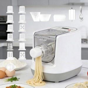 CEUGS 전기 파스타 메이커, 260W 자동 메이커 머신, 500G 밀가루 용량 면 기계, 12가지 몰드, 스파게티용 제조 카넬로니, 만두