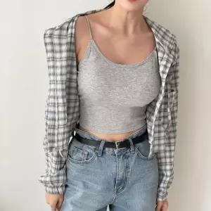 [신상오픈런]여성 체크 후드 긴팔 크롭 셔츠 포켓 박스핏 (40947190)