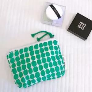 ( )화장품 생리대 미니 파우치 다용도 휴대용 여행용 소품 파우치 도트 그린