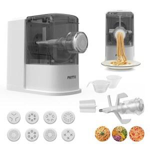 피티스 전기 파스타 기계, 및 페투신용 디스크 8개가 있는 자동 메이커 기계 전기, 계량컵, 청소 스크래퍼, 화이트 등 청소하기 쉬운