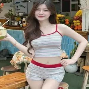 수피 여친 나시 비치웨어 반바지 단가라 해변 수영복 바캉스룩 슬림핏 JEN1