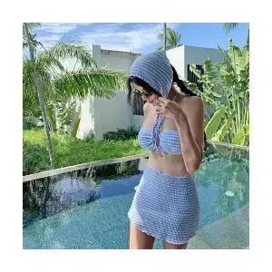 수피 여성 비치웨어 바캉스룩 튜브탑 비키니 하이웨스트 슬림핏 치마형 작은 수영복 JEN1