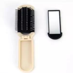 ( )휴대용브러쉬 거울브러쉬 포켓거울빗 휴대용빗 접이식 거울빗 화이트