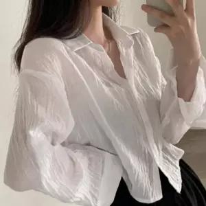 시스루 여성 3컬러 긴팔 셔츠 속비침 남방 레이어드 블라우스 여름 바캉스 셔츠