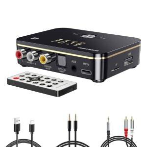 가정용 및 자동차 스테레오, AV 리시버 또는 앰프용 원격, 블루투스 하이파이 오디오 어댑터 3.5mm&RCA, 코액시얼, 광, NFC,Aptx-LL을 갖춘 포니브로 5.0 수신기 송신기 2 in