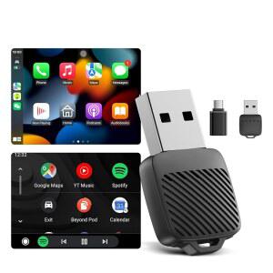 용 스페달 미니 무선 카플레이 어댑터, 빠른 자동 연결, 안정적인 저지연 성능, 플러그 앤 플레이를 갖춘 컴팩트한 2-in-1 안드로이드 오토 어댑터