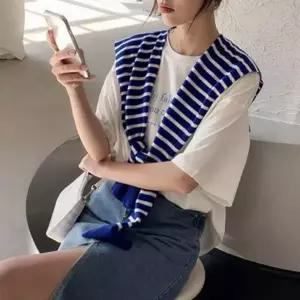 여자 봄 여름 가을 단가라 줄무늬 숄 페이크 가디건 숄 여성 케이프 옷 가디건 페이크 니트 봄패션코디