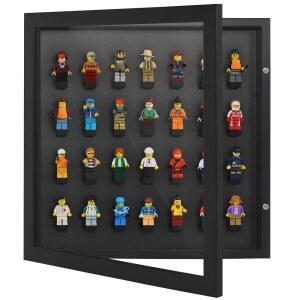 연마된 플렉시글라스가 있는 아메리칸 플랫 14x14 미니피규어 디스플레이 케이스 - 28개의 미니피규어를 보관할 수 실루엣 컬렉션 작은 장난감 수집품을 위한 벽걸이형 빌딩 블록