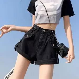 여자 청 청바지 롤업 레터링 핫팬츠 청반바지 하이웨스트 반바지 admr1