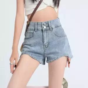 여자 청 하이웨스트 반바지 청바지 A라인 청반바지 스판 슬림핏 핫팬츠 다리 admr1