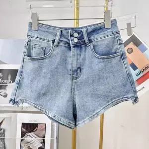 여친 스판 청반바지 반바지 통 하이웨스트 위에 청바지 배색 슬림핏 admr1