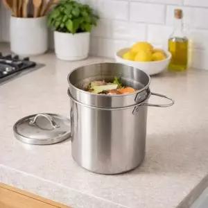 동무 스텐물빠짐 소형음쓰통 2리터2칸 음식물쓰레기통 2리터 미니음식물통 원룸 씽크대 음식물분리형