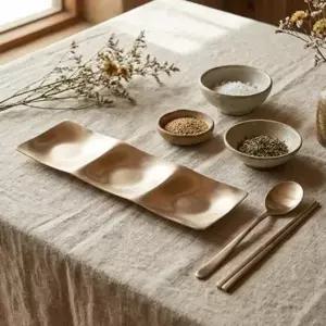 화성공방유기 직사각 삼절판 나눔접시 29.5cm 그릇 식기 대접시 플레이팅