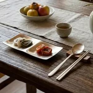 화성공방유기 직사각 이절판 나눔접시 20cm 그릇 식기 대접시 플레이팅