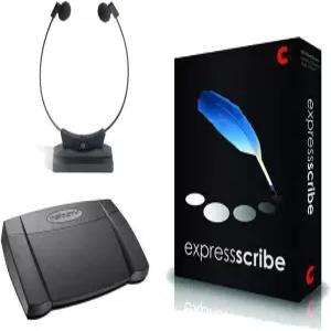 USB 풋 페달 및 무선 블루투스 전사 헤드셋이 포함된 Express Scribe Pro 키트