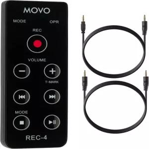 Movo REC-4 유선 리모트 컨트롤러 (Zoom H2n H4n Pro H5 H6 휴대용 디지털 레코더용 Sony M10 D50 D100과도