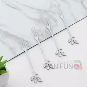 나뭇잎 스텐 티포크 4p 케이크포크 케포크 예쁜포크 카페포크 과일포크