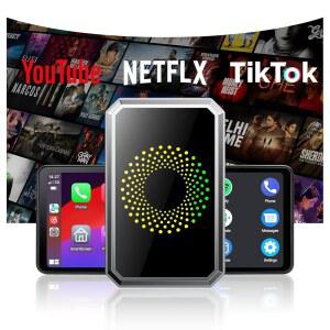 넷플릭스 유튜브 틱톡이 탑재된 TOGUADGO 3-in-1 무선 카플레이 어댑터 매직 AI 박스, 10+ 및 안드로이드 13용 유선 지원 USB 드라이브로 업그레이드+