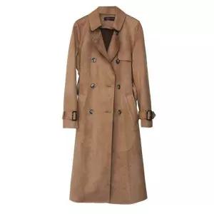 스웨이드 트렌치 롱 가을 자켓 여성 카키 롱자켓 그린