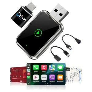 및 안드로이드용 Drivio 무선 카플레이 어댑터 | 화면 미러링이 가능한 USB 2026 블루투스 동글 플레이 자동차 액세서리용 안드로이드 오토 C