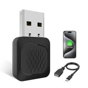 무선 카플레이 어댑터, 가장 작은 미니 에디션, 유선에서 카플레이로 변환, 플러그 앤 플레이 USB/USB-C 포트가 있는 iOS 10+용 컴팩트 디자인