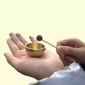 미니 황동 싱잉볼 명상 종 수업용 집중력 힐링 소형 요가 화산석 스틱 세트