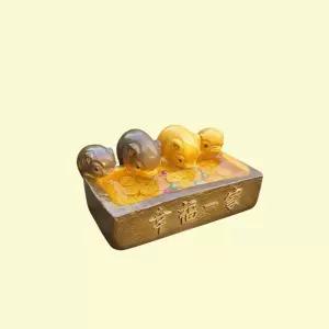 온도변화 변온 황금돼지 4인 가족 재물복 다도용품 거실 풍수 인테리어 소품
