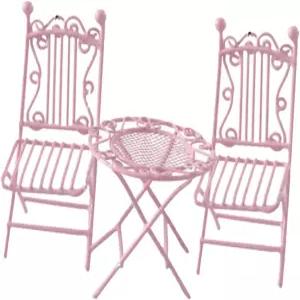 미케야 1/12 스케일 미니어처 비스트로 테이블 의자 세트 금속 소재 소박한 스타일 인형 가구 하우스에