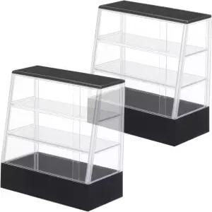 인형의 집 가구를 위한 ibasenice 2pcs 미니어처 베이커리 디스플레이 캐비닛 미니 하우스 장식을 1 12