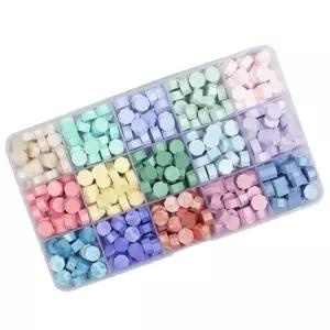 모듬 컬러 왁스 씰 비즈 옥타곤 씰링 키트 스탬프용 선물 및 봉투 씰링용 15가지 청첩장(라이트 컬러)