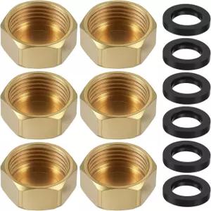 6PCS 황동 1/2인치 NPT 캡 외부 헥스 실리콘 링 여성 나사 소켓 파이프 끝 플러그 물/오일/에 적합