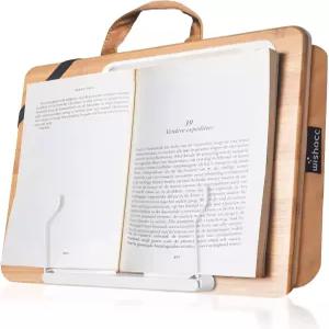 침대에서 읽을 수 있는 위샤크 책 스탠드 손으로 페이지 종이 클립이 대나무 나무 랩 독서 홀더 요리책