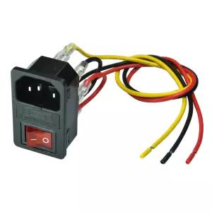 FILSHU 10A 125V 로커 스위치 전원 소켓 인렛 모듈 플러그 퓨즈(5Pcs 16AWG 배선 3핀 IEC320 C14 (2 팩