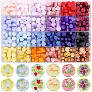 와솔링 메탈릭 모듬 컬러 왁스 씰 비즈 - 600개 씰용 갤럭시 24개 봉투 청첩장 및 와인 병