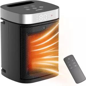 휴대용 우주 히터 3가지 난방 모드(700W/1000W/1500W) 리모컨 1-12시간 타이머 전기 가정 사무실 침실 실내