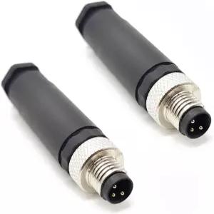 FOWIUNYE 2개 M8 3핀 남성 커넥터 8mm A 코드 산업용 원형 차폐되지 않은 필드 어셈블리 와이어 가능 센서