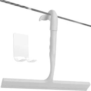 유리문용 샤워 스퀴지 후크가 달린 2-in-1 실리콘 어디에나 걸 수 있습니다 스트릭 프리 욕실 유리 타일 벽