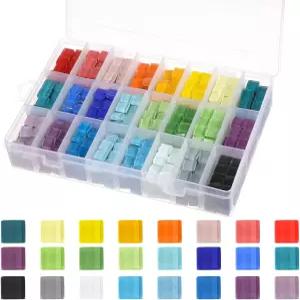 Oqqlin 2.31 LB/1100개 유리 모자이크 타일 벌크 보관함이 있는 공예품용 투명 0.4인치 정사각형 크리스탈