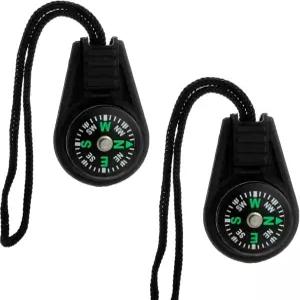 청소년용 2팩 휴대용 미니 컴퍼스 - 하이킹 및 캠핑용 액체 충전 열쇠고리 목걸이 옵션이 있는 컴팩트 생존