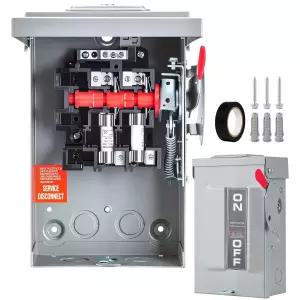 30암페어 디스커넥트 스위치 2극 110/240V 퓨즈 안전 실내 및 실외 NEMA 3R 헤비 듀티 AC 박스 녹 부식