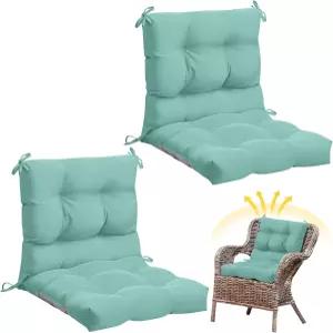 Marsui 2pcs 실외 실내 하이백 의자 쿠션 파티오 가구 터프티드 베개 타이 모든 날씨 교체 흔들의자 42 x