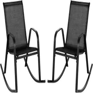 탱쿨라 파티오 흔들의자 2종 세트 통기성 패브릭 시트가 있는 야외 인체공학적 로커 부드러운 흔들기 기능