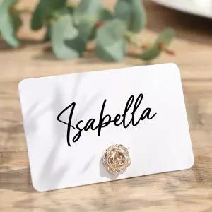 UNIQOOO 12Pcs 장식용 로즈 플로럴 플레이스 카드 홀더 벌크 럭셔리 골드 메탈 네임 스탠드 세트 웨딩