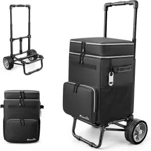 KEDSUM 84캔 대형 쿨러 바퀴가 달린 100 누수 방지 휠드 7인치 휠 및 와이드 트랙 해변 캠핑 낚시 여행에