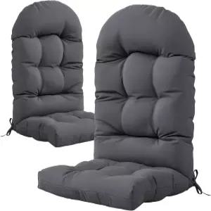 아옥순 아디론댁 의자 쿠션 타이가 있는 실내/외 흔들의자 두꺼운 하이백 파티오 고탄성 PP 면 방수 2팩