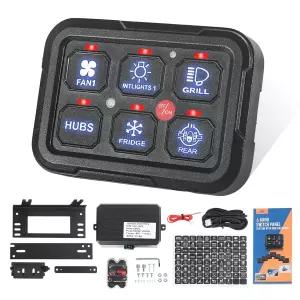 픽업트럭 SUV 카보트 ATV UTV를 위한 RUIANOMG 6 갱 스위치 패널 퓨즈 배선 하네스가 장착된 범용 회로