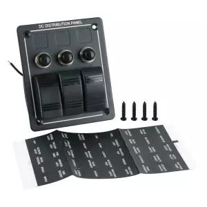 아마린 메이드 3 갱 프리 유선 로커 스위치 패널 - 방수 온/오프 토글 퓨즈 포함 12V 24V RV 자동차 해양