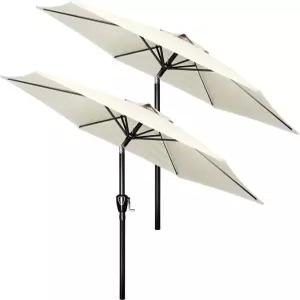 간단한 디럭스 2팩 7.5 파티오 우산 야외 테이블 마켓 야드 뒷마당 수영장 정원 데크 크리미 화이트를 위한